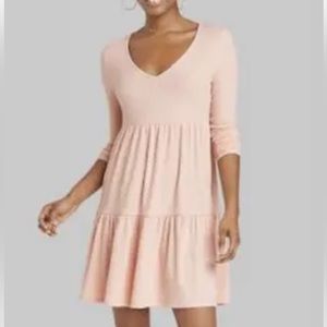 Brushed Rib-Knit Tiered Dress XXL
